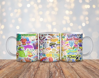 90s 1990s Throwback Mug Wrap | 11 oz Sublimation PNG | 90s Nostalgia Mug Design | Instant Digital Download
