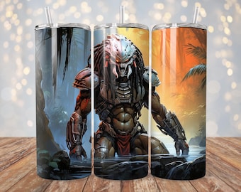 Predator Movie Tumbler Wrap | 20 oz Sublimation PNG | Classic Movie Tumbler Design | Instant Digital Download