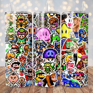 Video Game 16 Bit Classic Retro Tumbler Wrap | 20 oz Sublimation PNG | Video Gamer Tumbler Design | Instant Digital Download