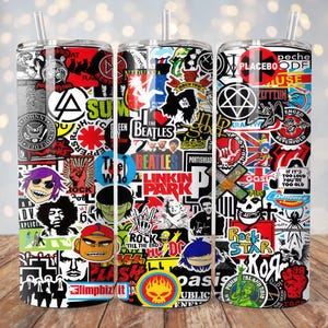 Rock Bands Mashup Tumbler Wrap | 20 oz Sublimationsdruck | Musikbecher Design | Sofortiger digitaler Download