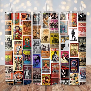 Classic Rock & Roll Konzert Poster Retro Tumbler Wrap | 20 oz Sublimationsdruck | Musikbecher Design | Sofortiger digitaler Download