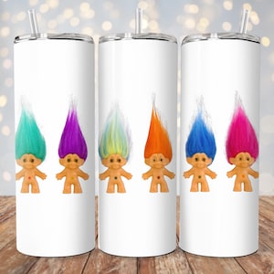 90s 1990s Troll Dolls Tumbler Wrap | 20 oz Sublimation PNG | 90s Nostalgia Tumbler Design | Instant Digital Download