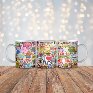 80s 1980s Throwback Mug Wrap | 11 oz Sublimation PNG | 80s Nostalgia Mug Design | Instant Digital Download
