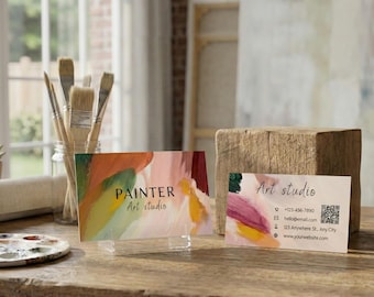 Personalised Painter Business Card Template, Artistic Brushstroke Design (Canva Editable Digital Download)