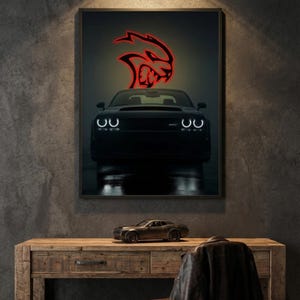 Stampa Dodge Challenger Hellcat, decorazione per garage per muscle car (download digitale)