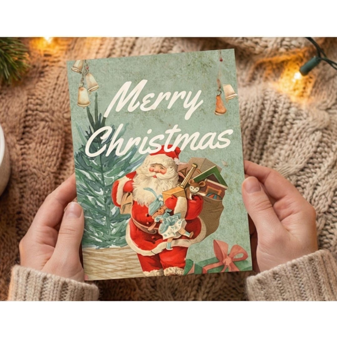 Santa Christmas Card Canva Editable Template | Printable Merry ...