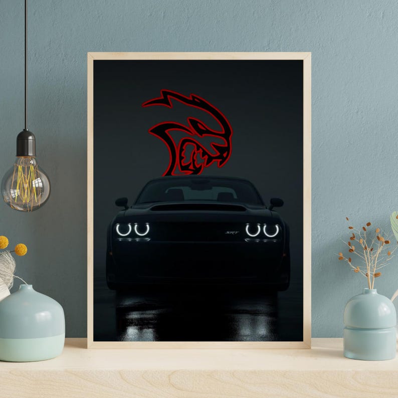 Dodge Challenger Hellcat Print, Muscle Car Garage Decor (digital ...