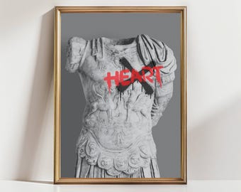X HEART Printable Wall Art Altered Art Graffiti wall art Famous Painting Retro pop art Street Art Print Edgy Modern Decor Digital Download