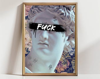 Altered art prints Maximalist wall art David Graffiti wall art Famous Painting Retro pop art Street Art Print Banksy Style Digital Download