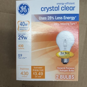 GE 40-WATT Glühbirnen Kristall klar 430 Lumen Dimmbar Klassische 2 Glühbirne Einzelbirnen