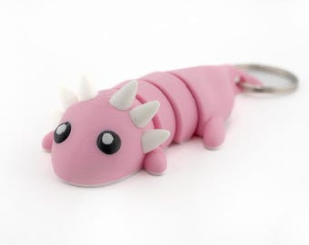 3D Printed Axolotl Keychain – Pink Animal Accessory