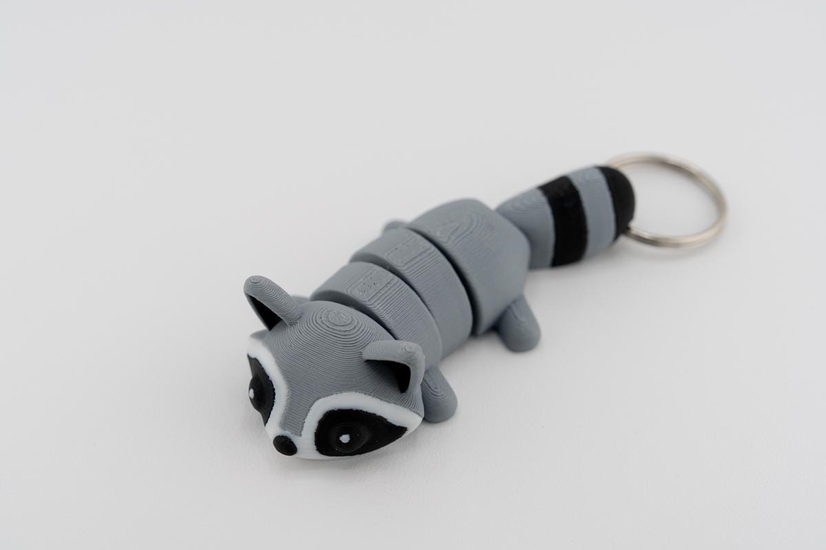 3D Printed Raccoon Keychain – Whimsical Animal Accessory - Etsy