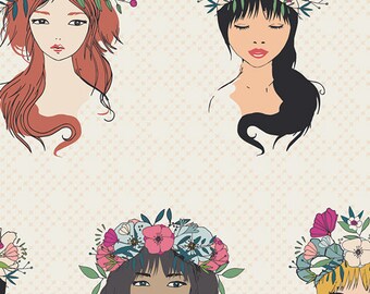 Flower Child from Art Gallery Fabrics - Half Yard of Pretty Young Women