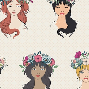 Flower Child from Art Gallery Fabrics - Half Yard of Pretty Young Women