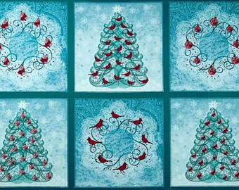 christmas panel trees wreaths teal and red winter enchantment from quilting treasures 24 panel - Teal And Red Christmas Decorations christmas panel trees wreaths teal and red winter enchantment from quilting treasures 24 panel - Teal And Red Christmas Decorations