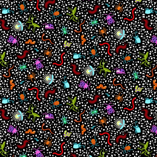 I'm Buggin' Out from Studio E Fabrics - 1/2 Yard Tossed Bugs on Black