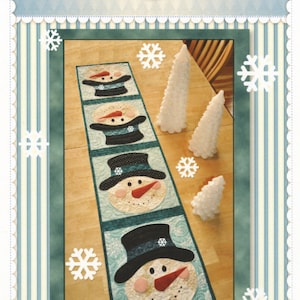 Sale 25% Off - Patchwork Snowman Table Runner Pattern from Shabby Fabrics - 12.5&quot; x 53&quot; Quilted Table Runner Pattern/Instructions