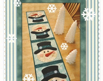 Patchwork Snowman Table Runner Pattern from Shabby Fabrics - 12.5" x 53" Quilted Table Runner Pattern/Instructions