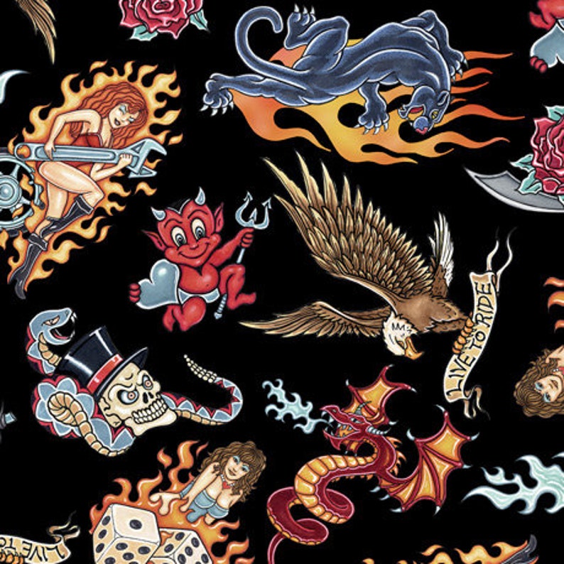 Easy Rider From Quilting Treasures Half Yard Old School - Etsy