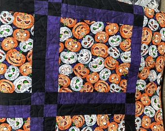 Sugar Skull Jack-o-Lantern Quilt Kit - 58 "x 74" Glow In The Dark Quilt Kit - Anfänger
