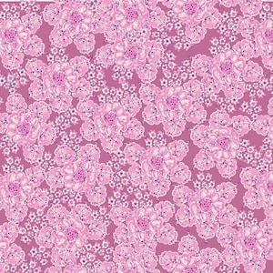 Sale - Fortini Flower in Magenta from Studio Palettes by River Bend - Half Yard of Magenta Flowers on Pink
