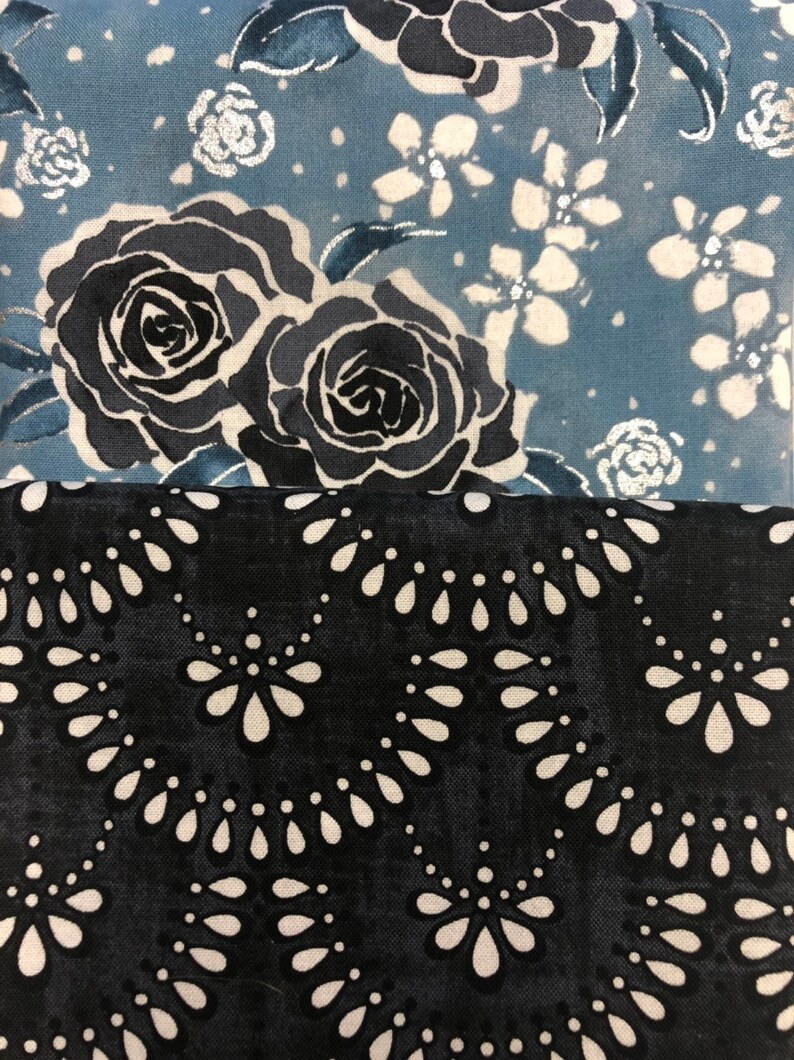 Black Roses in Blue Pink 6 Half Yard Bundle Swans Black Enchanted Lake from RJR fabrics