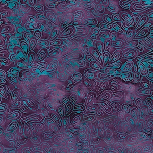 Sale - Peacock Galore from Island Batiks - Half Yard Clustered Loops in Grape