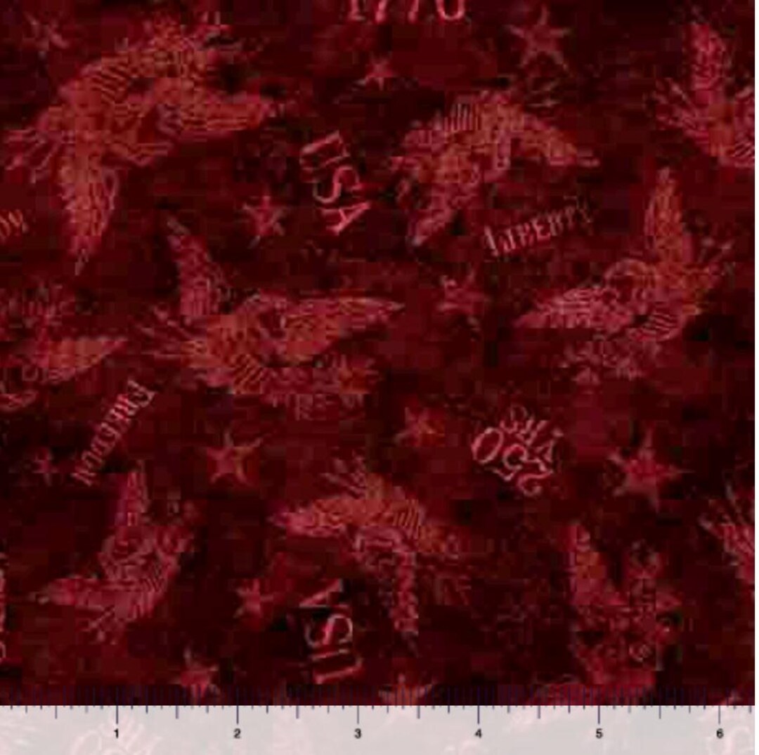 American Eagle From 1776 for QT Fabrics - 1/2 Yard - Garnet Tossed ...