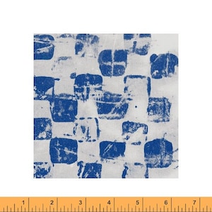 Sale - Game Board from Random Thoughts by Marcia Derse for Windham Fabrics - 1/2 Yard Weathered Blue Checkers on Grey