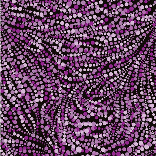 Walkabout 2 from Paintbrush Studios - Half Yard Feathered Dots Orchid Purple - Black and Purple Modern Dot
