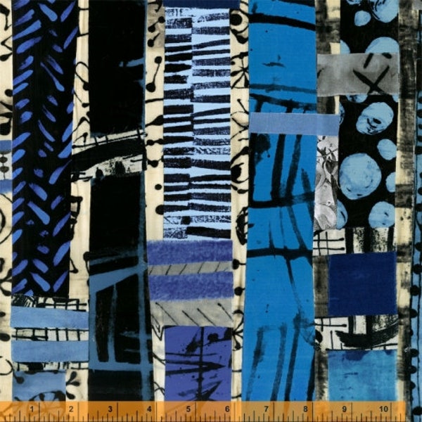 The Blue One by Marcia Derse for Windham Fabrics - 1/2 Yard Modern Blue Collage