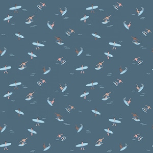 Sale - Riptide from Riley Blake Designs - 1/2 Yard Surfs Up Cadet - Surfers on Blue