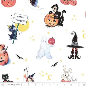 Fright Delight from Riley Blake - 1/2 Yard Halloween Retro Ghosts, Bunnies, Cats