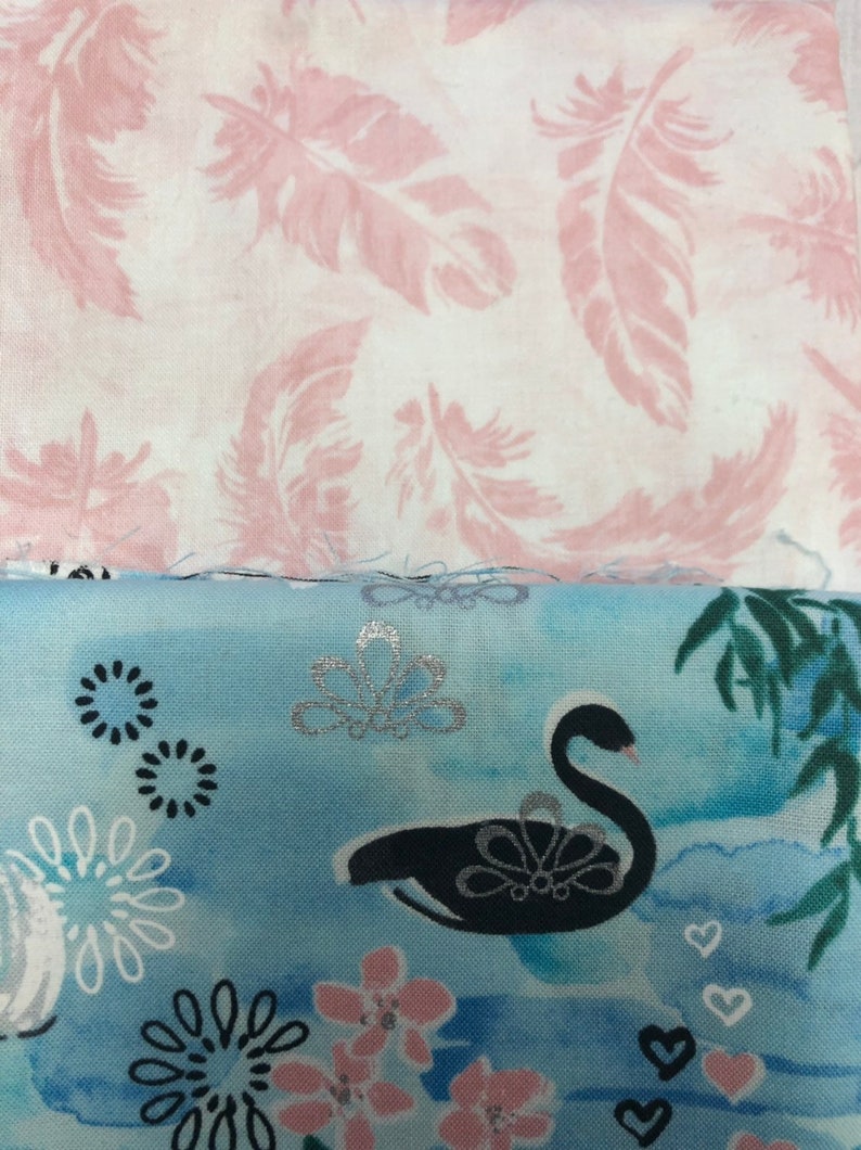Black Roses in Blue Pink 6 Half Yard Bundle Swans Black Enchanted Lake from RJR fabrics