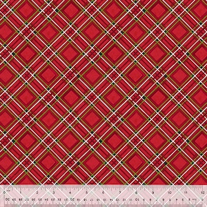 Sale - Holiday Greetings from Windham Fabrics - 1/2 Yard Red Festive Plaid - Christmas Diagonal Plaid