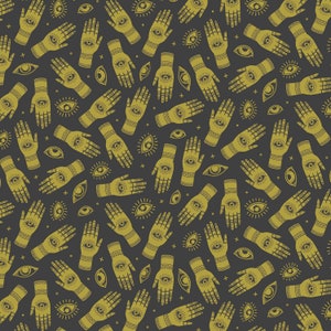 Sale - When the Stars Align from Michael Miller Fabrics - 1/2 Yard Green Palmistry