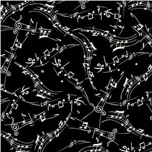 Sale - Melody from Michael Miller Fabrics - 1/2 Yard of Sheet Music on Black