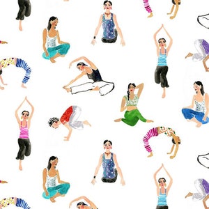 Sale 25% Off - No Place Like Om from Dear Stella - Half Yard Yoga Women on White