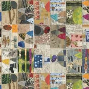 Postales: Anverso de "Pensamientos aleatorios" de Marcia Derse para Windham Fabrics - Panel de 1 yarda de postales coloridas