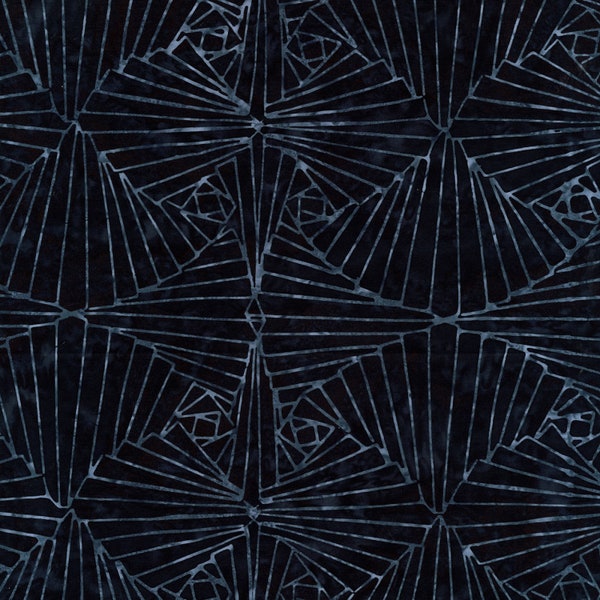 Tonga Batik Blue Moon Collection from Timeless Treasures - 1/2 Yard Ink Batik - Geometric Blue on Black