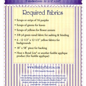 Patchwork Pansy Table Runner Pattern From Shabby Fabrics 12.5 X 53 ...