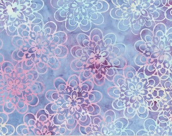 Pixie Batiks d’Anthology Batik - 1/2 Yard Mums en bleu et rose