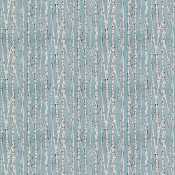 Sale - Forest Study from Wilmington Prints - 1/2 Yard Blue Birch Trees