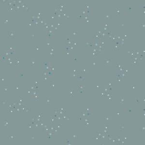 Può includere: Un motivo senza cuciture con stelle sparse in varie tonalità di blu e bianco su uno sfondo verde acqua tenue. Le stelle variano per dimensioni e stile, creando un design celeste stravagante.