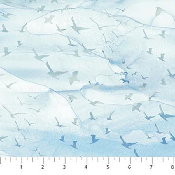 Sail Away from Northcott Fabrics - 1/2 Yard Seagulls on blue and white