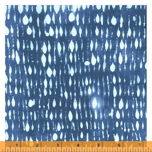 Rain from Random Thoughts by Marcia Derse for Windham Fabrics - 1/2 Yard Twilight Motif Light Blue Rain on Dark Blue