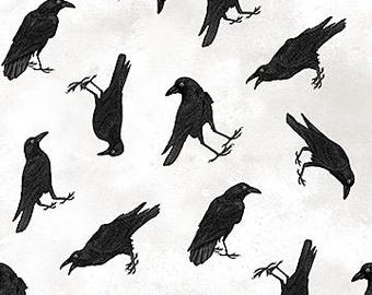 Spellbound from Northcott Fabrics - 1/2 Yard Ravens on White