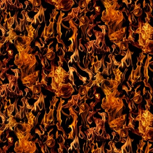 May include: A seamless pattern of orange and yellow flames on a black background. The flames are abstract and stylized, creating a dynamic and energetic design.