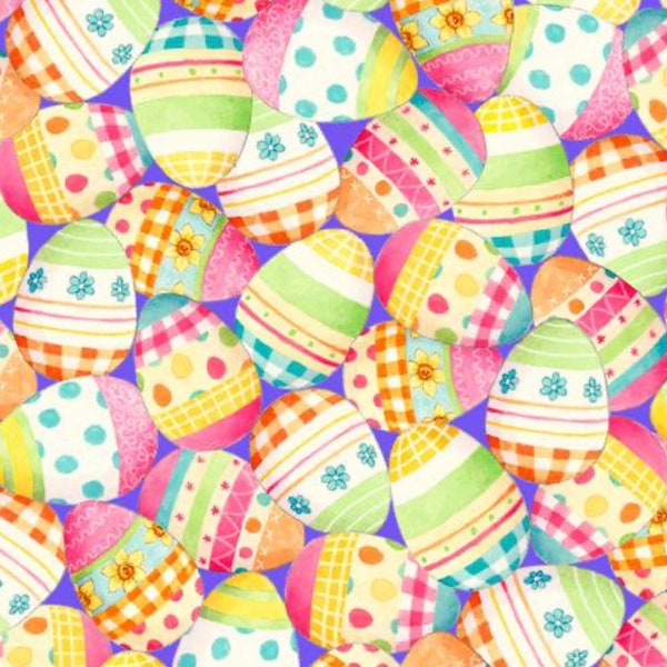 Bunny Wishes from Quilting Treasures - 1/2 Yard Pastel Easter Eggs