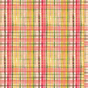 Sale - December to Remember from Dear Stella - Half Yard Multi Plaid Coral Green Yellow